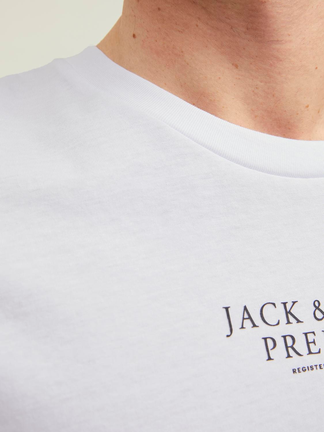 Jack & Jones Logo Kruhový výstřih Tričko -White - 12217167