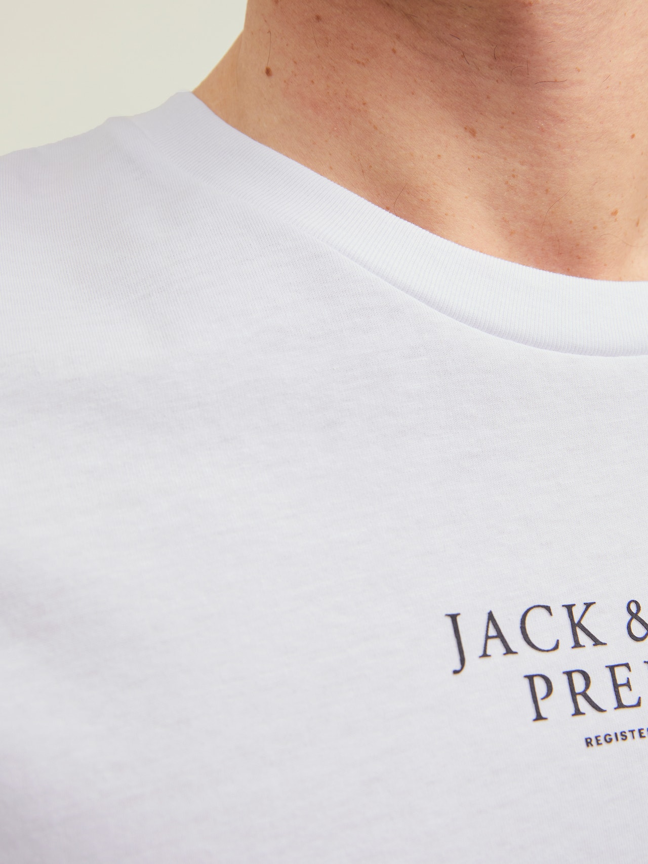 Jack & Jones Logo Ümmargune kaelus T-särk -White - 12217167