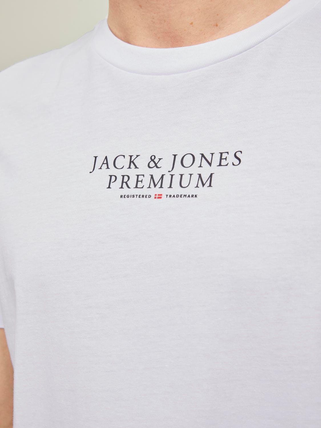 Jack & Jones Logo Kruhový výstřih Tričko -White - 12217167