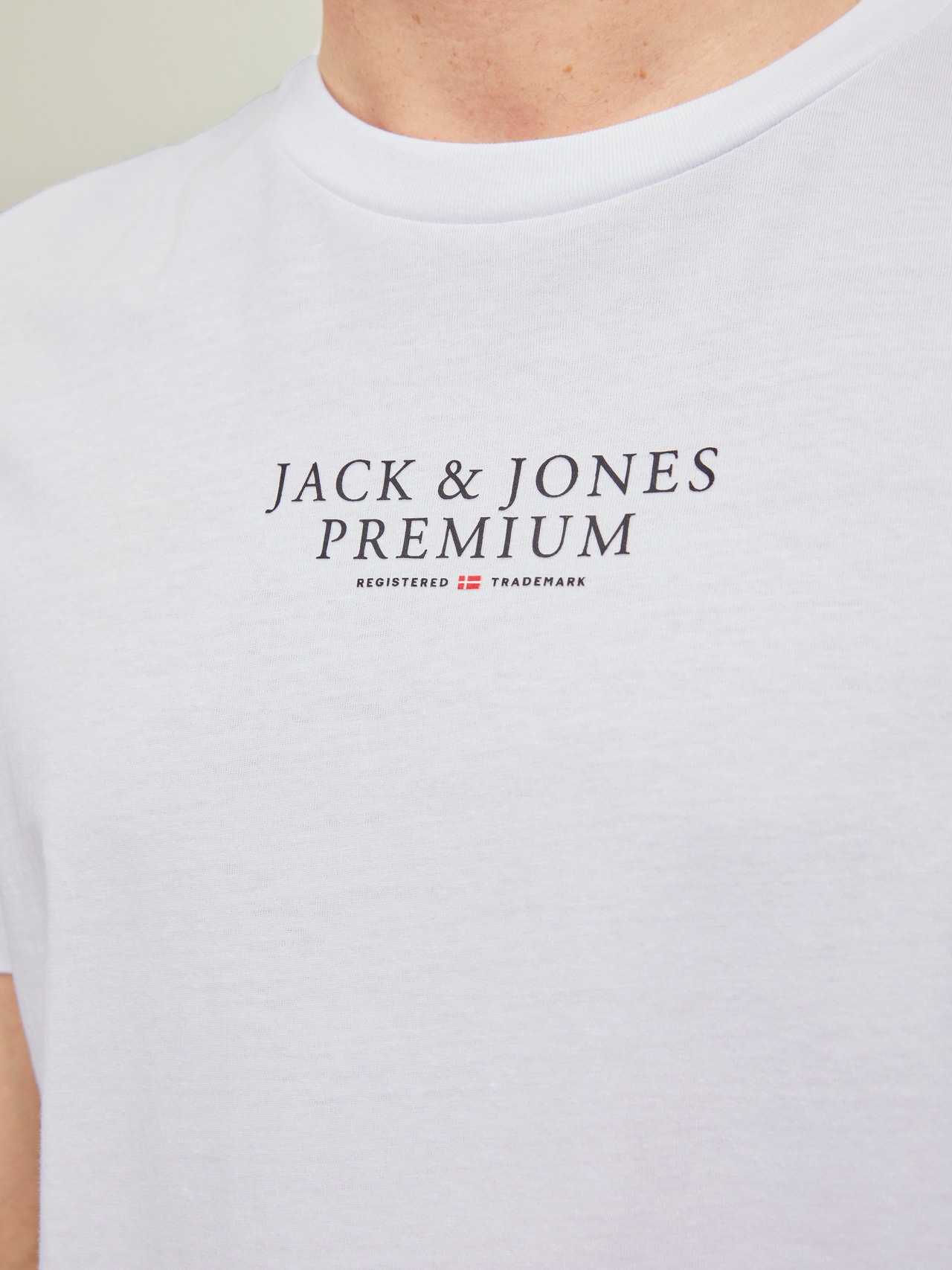 Jack & Jones T-shirt Logo Col rond -White - 12217167