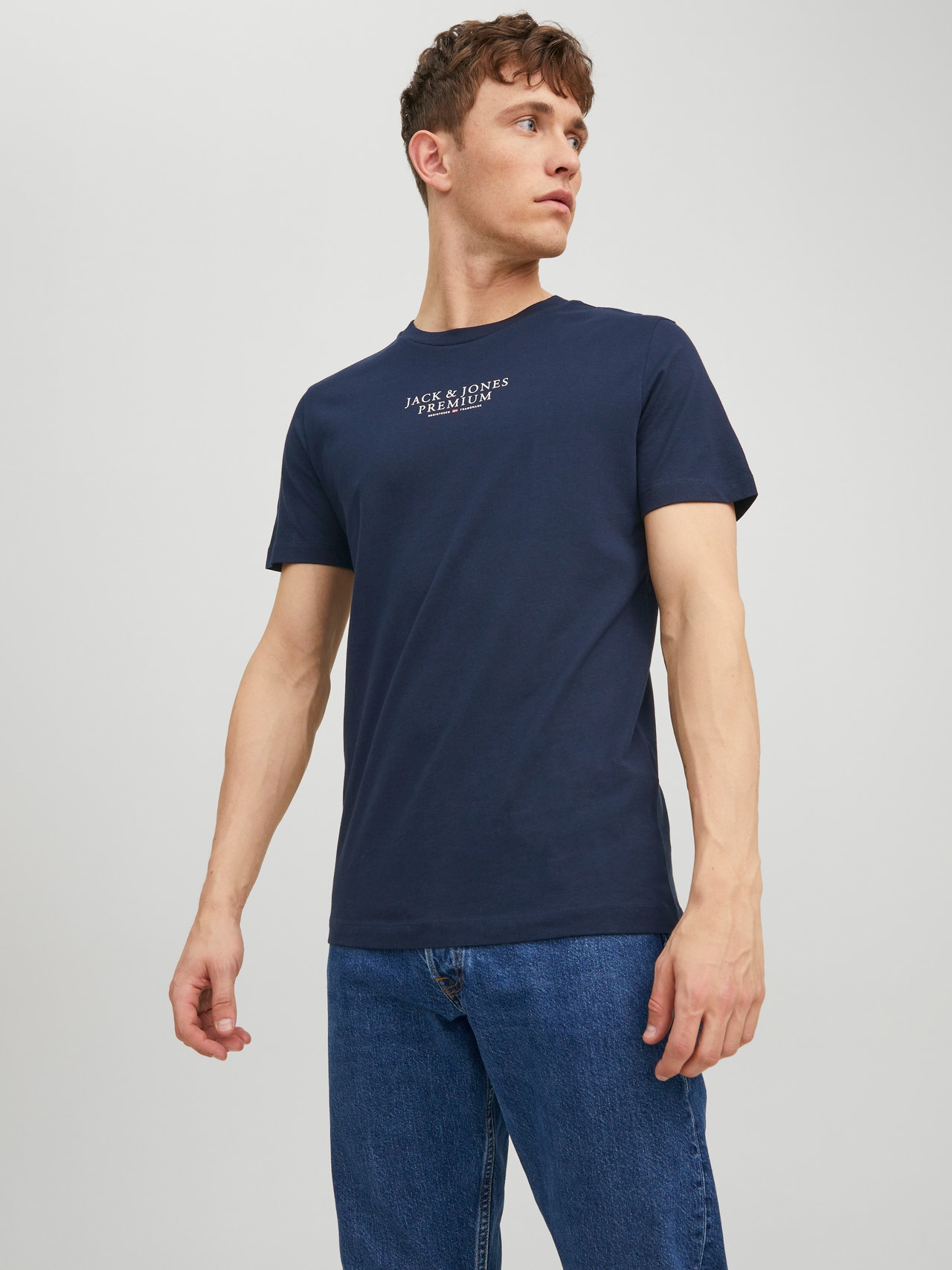 Jack & Jones Logo Ronde hals T-shirt -Navy Blazer - 12217167
