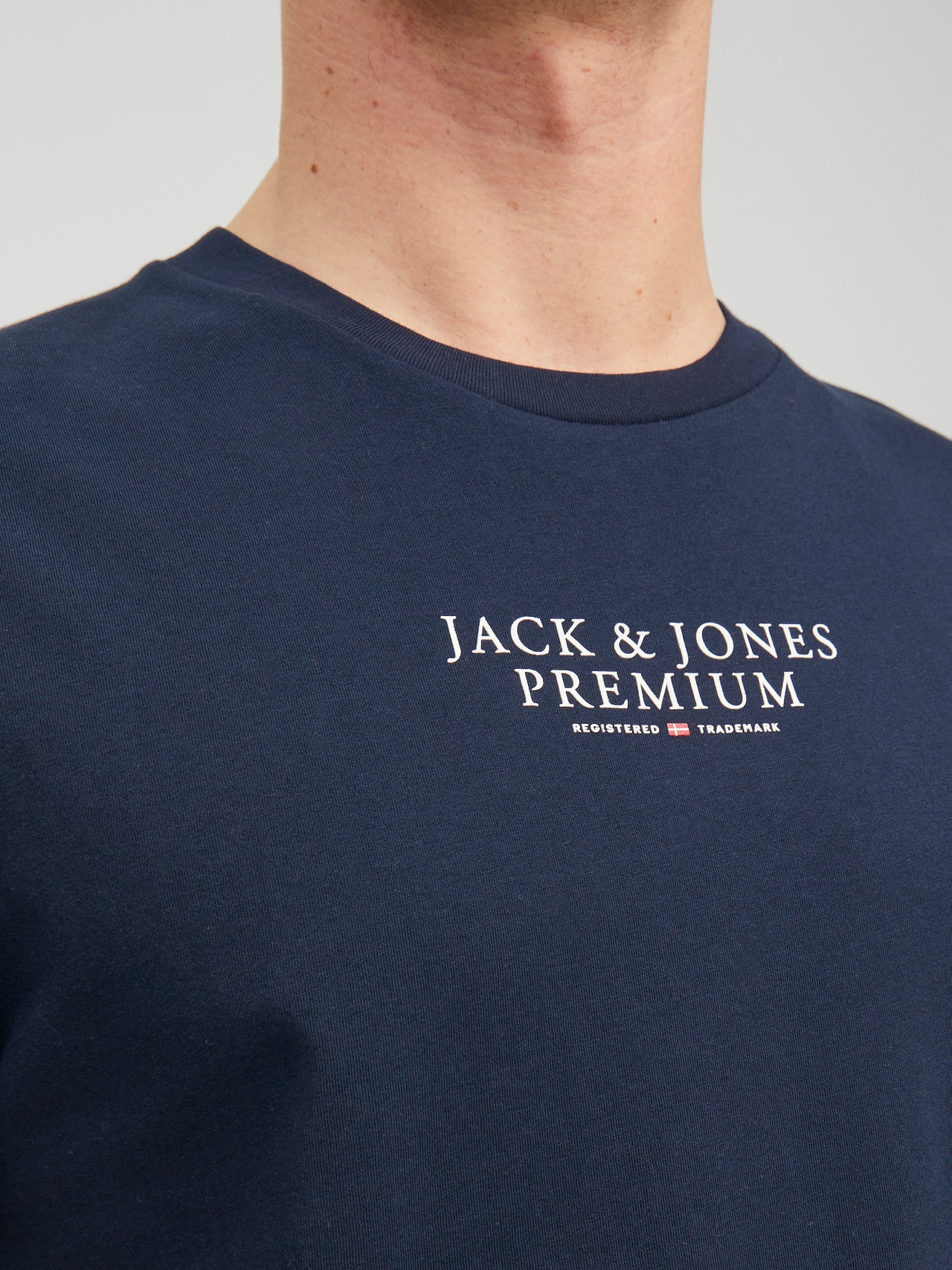 Jack & Jones Logo Ümmargune kaelus T-särk -Navy Blazer - 12217167