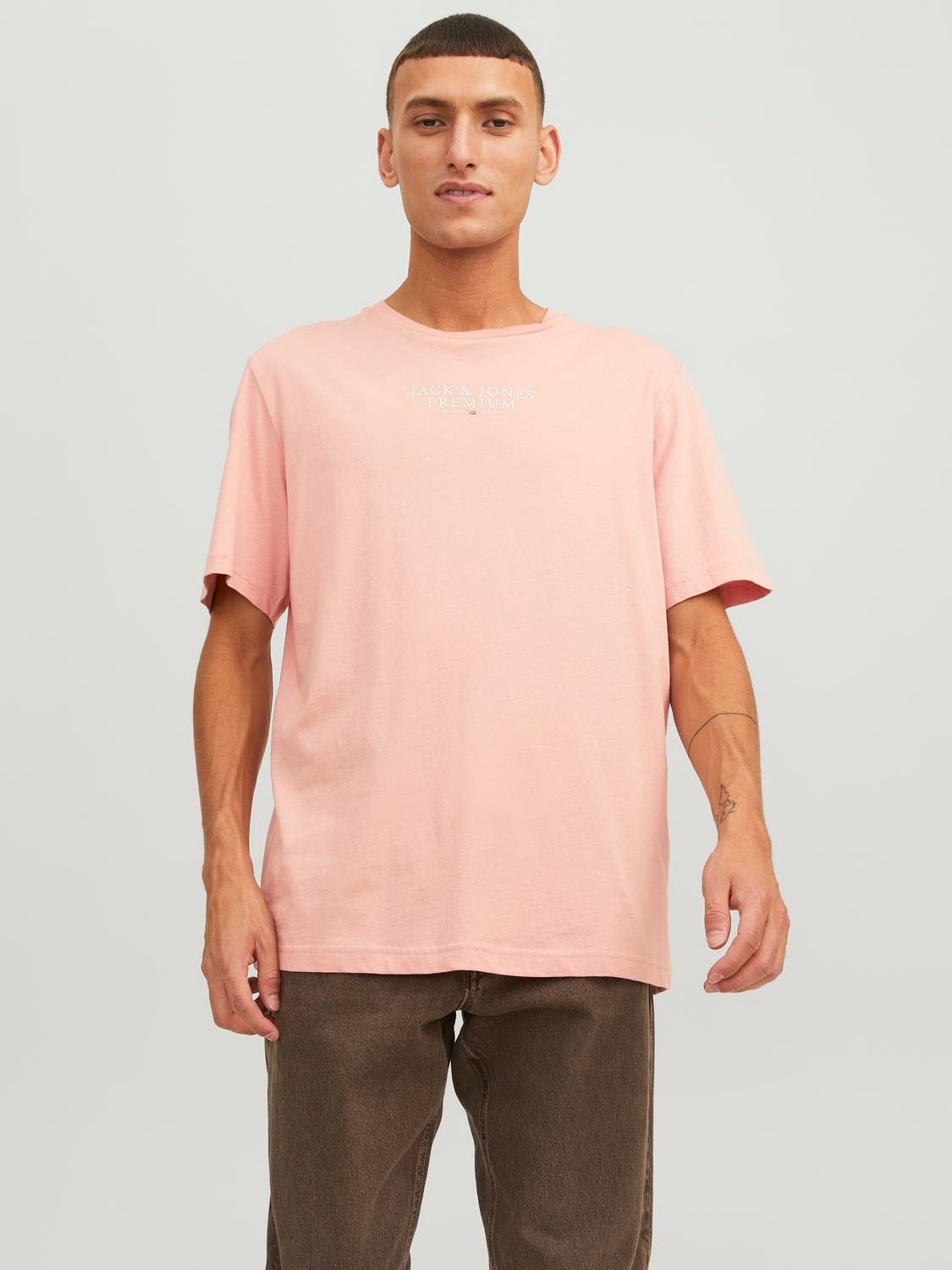 Jack & Jones Logo Kruhový výstřih Tričko -Misty Rose - 12217167