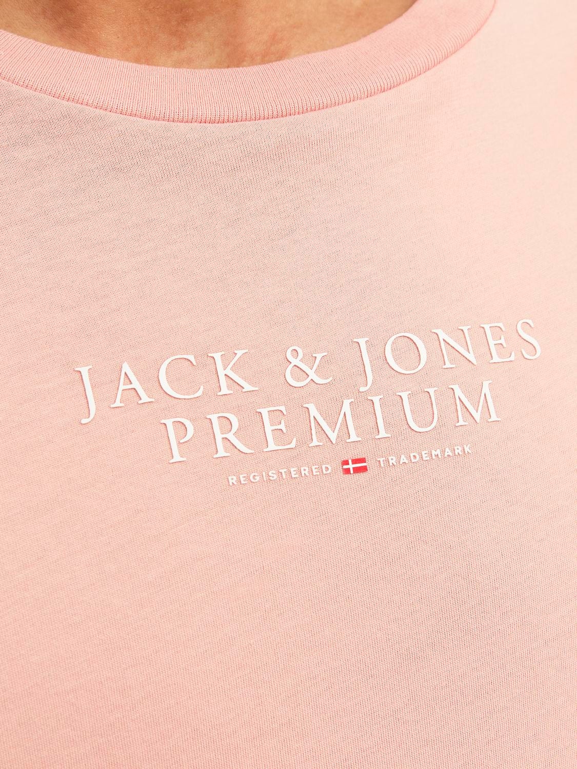 Jack & Jones Logo Kruhový výstřih Tričko -Misty Rose - 12217167