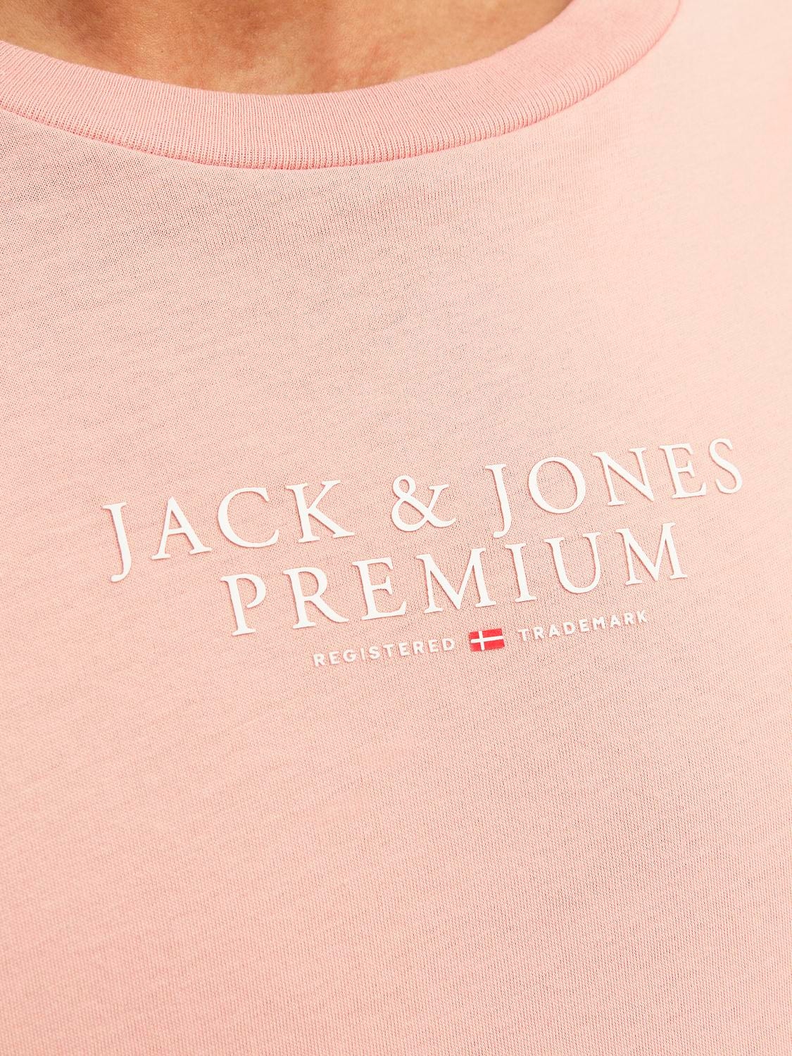 Jack & Jones Logo Pyöreä pääntie T-paita -Misty Rose - 12217167