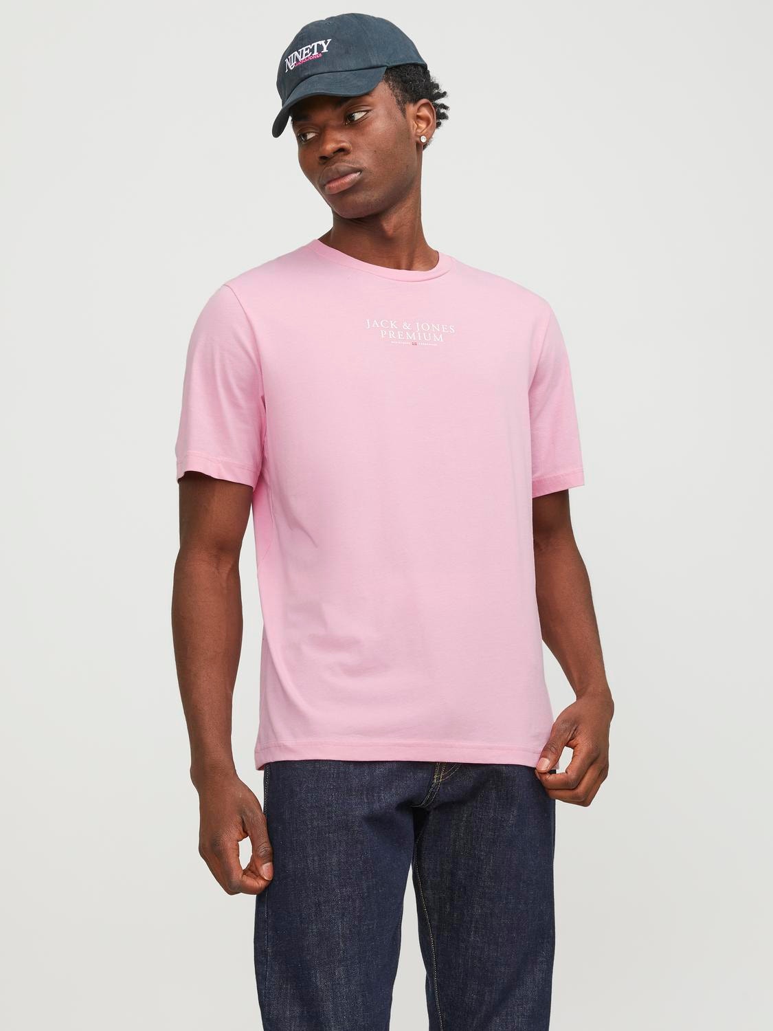 Jack & Jones Logotyp Rundringning T-shirt -Prism Pink - 12217167