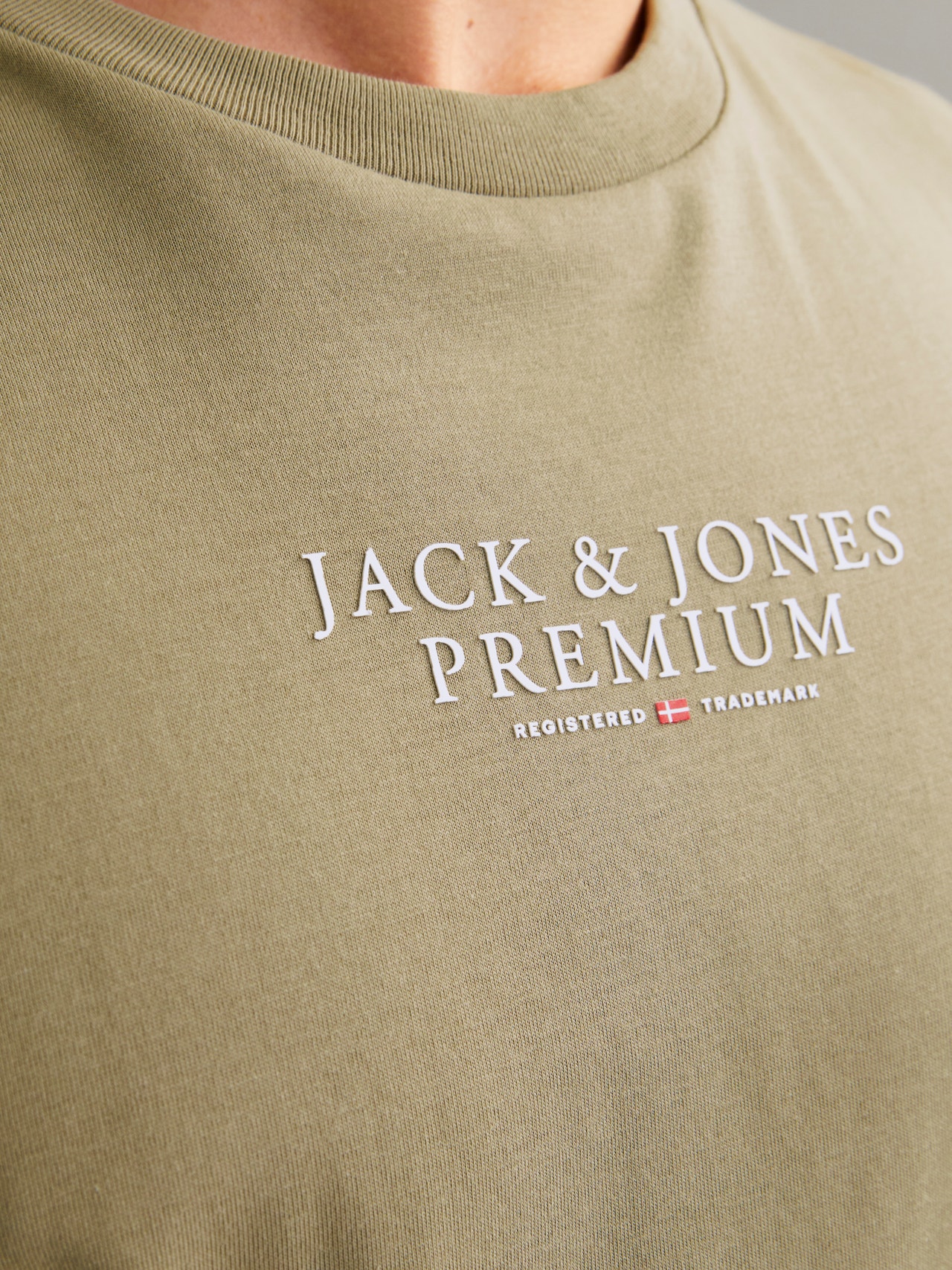 Jack & Jones Logo Ümmargune kaelus T-särk -Aloe - 12217167