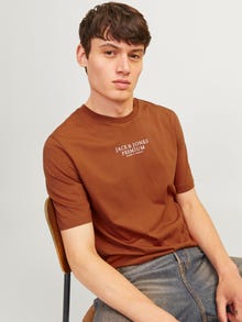 Jack & Jones Logotipas Apskritas kaklas Marškinėliai -Mocha Bisque - 12217167