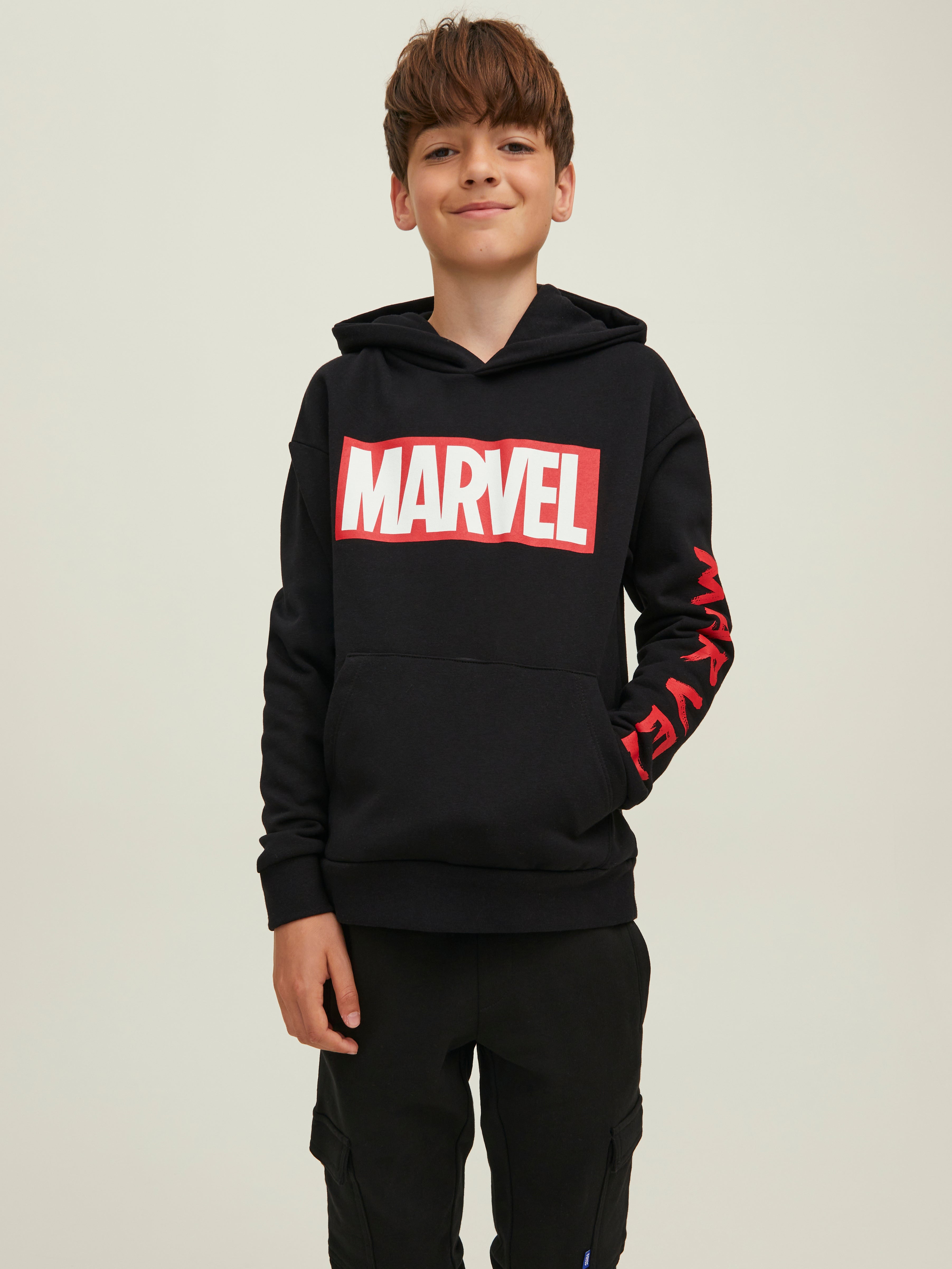 Boys Marvel Print Hoodie Heren Blauw JACK & JONES Jongens Kleding Truien & Vesten Truien Sweaters 