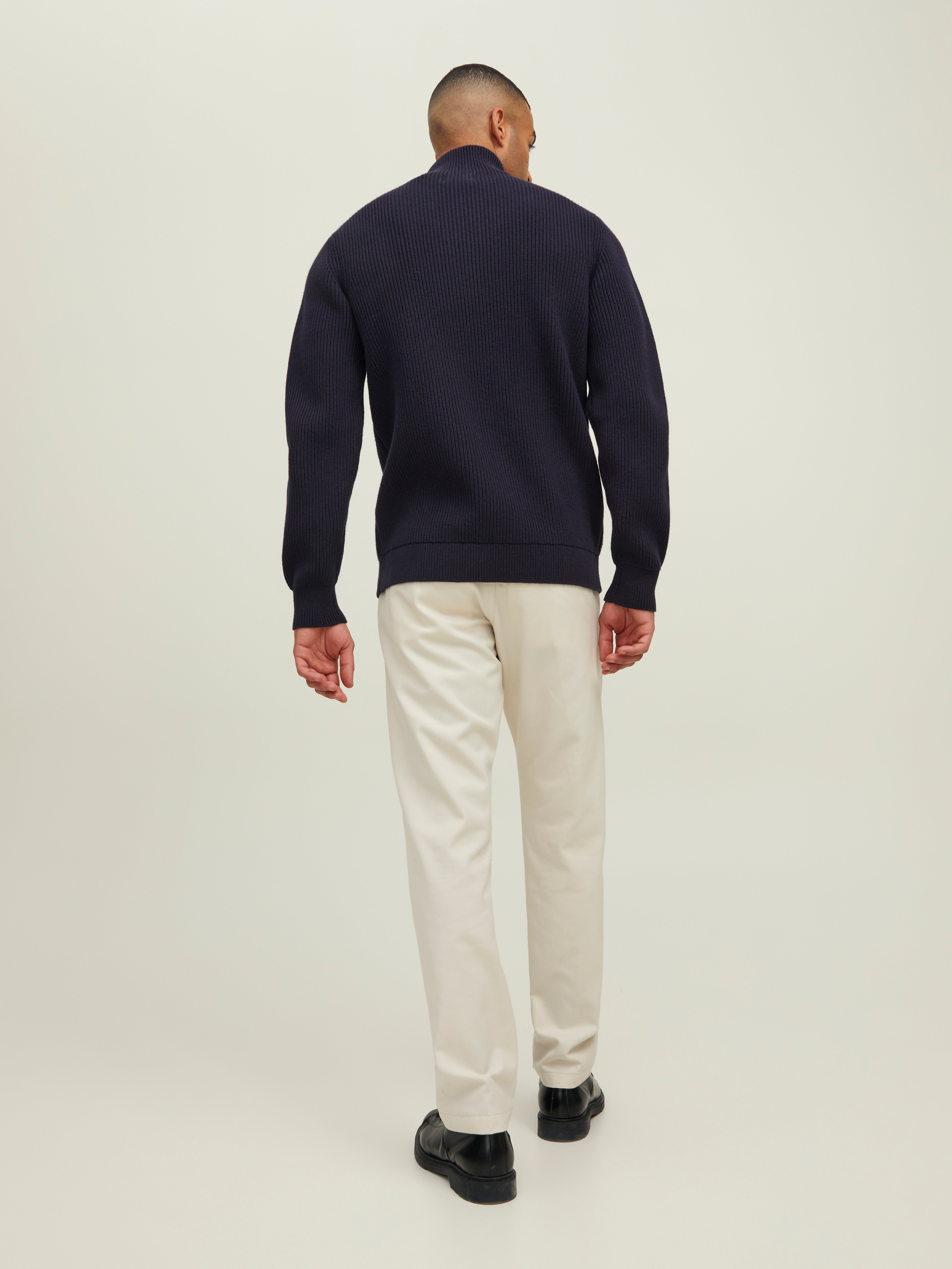 S.N.S. Herning Fisherman maglione pullover blu con zip corta da uomo