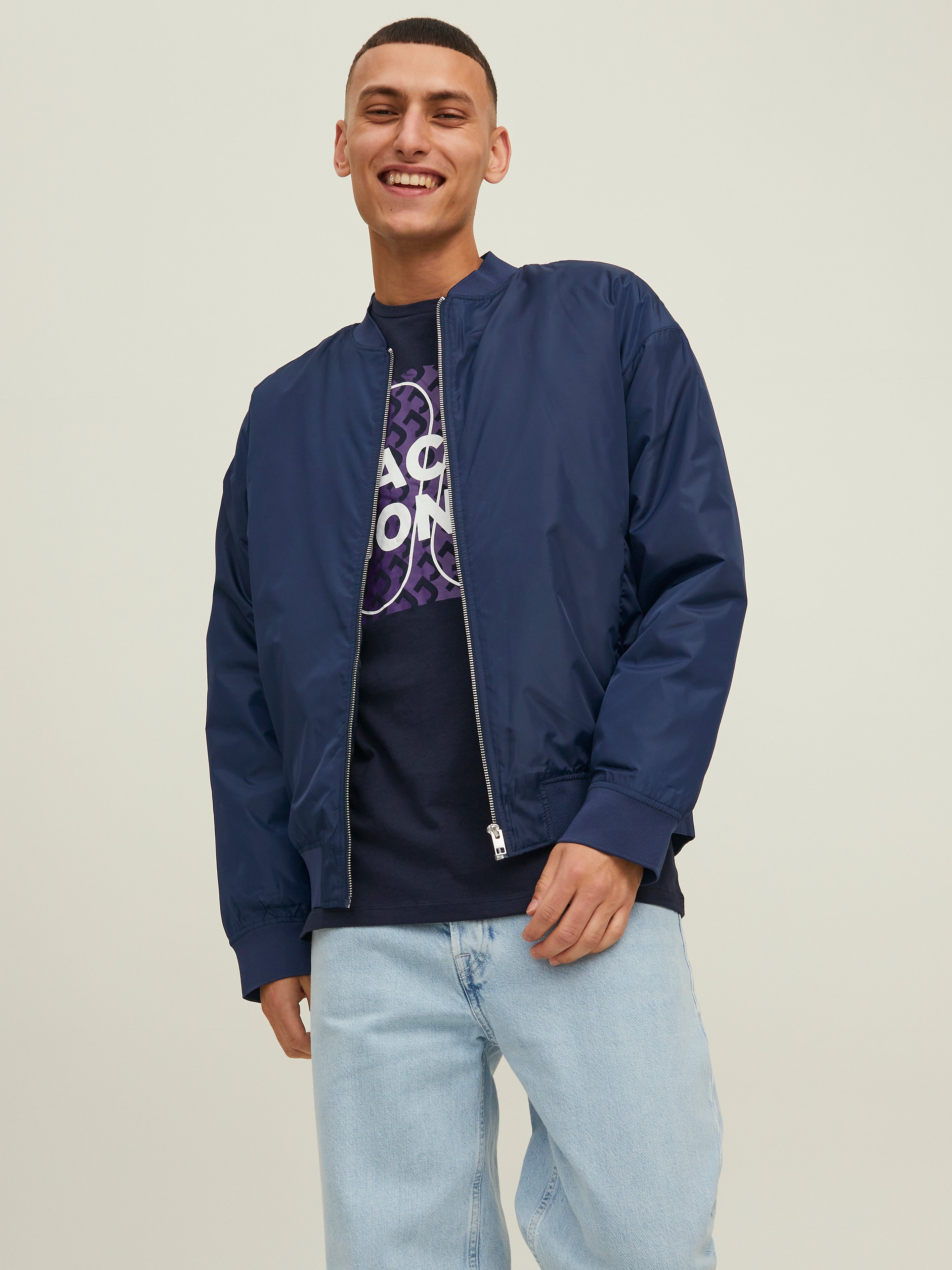 Navy blue outlet bomber