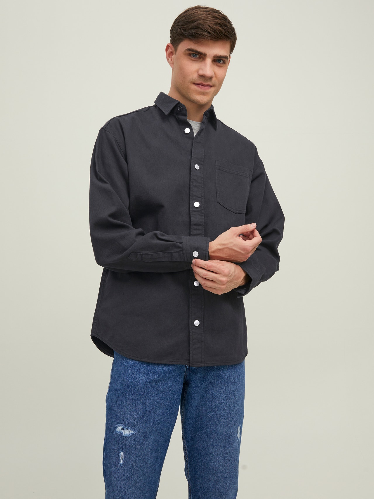 Jack & Jones Regular Fit Avslappnad skjorta -Black - 12217980