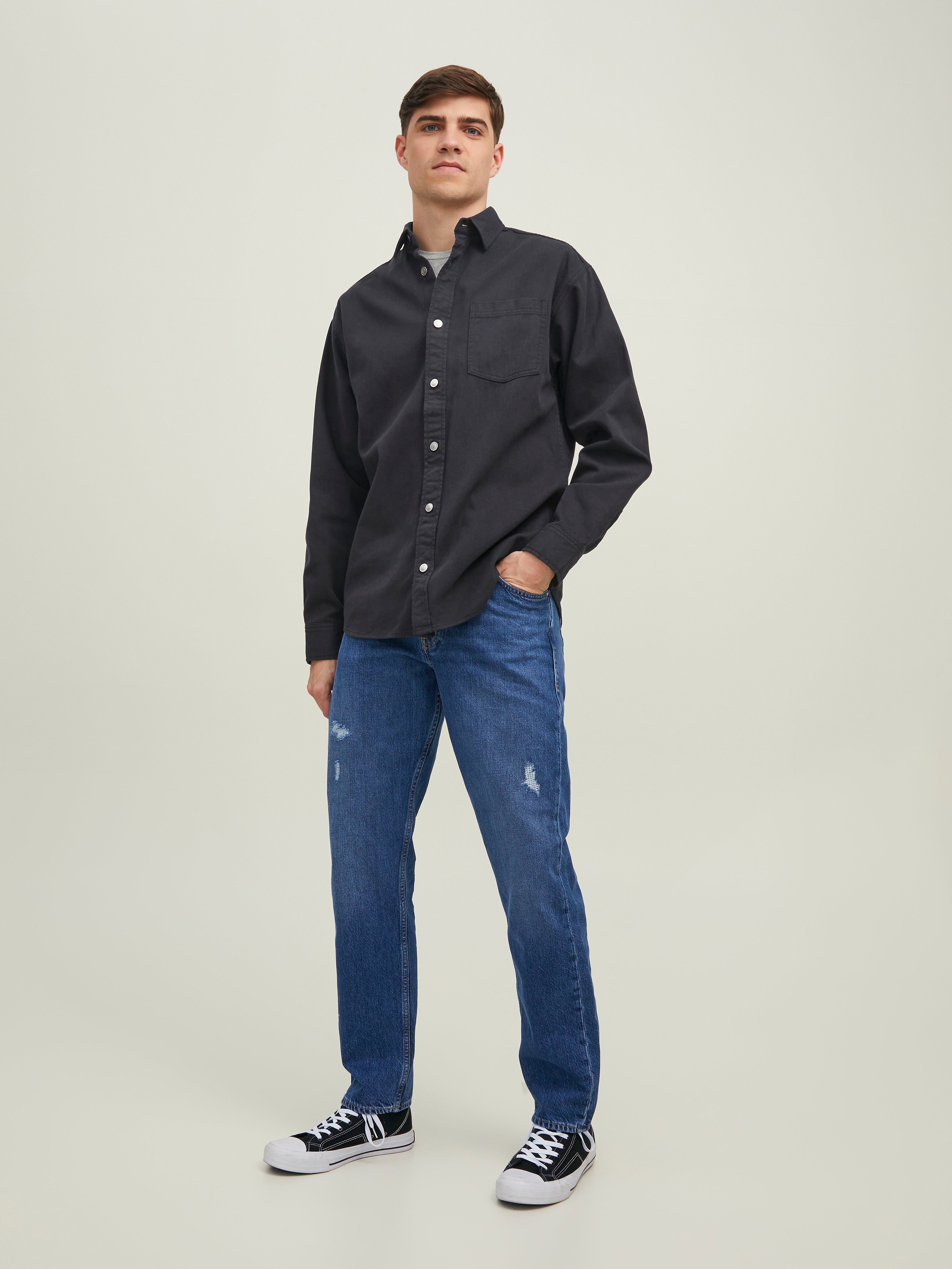 Buy Men Navy Slim Fit Stripe Full Sleeves Casual Shirt Online - 713057 |  Louis Philippe