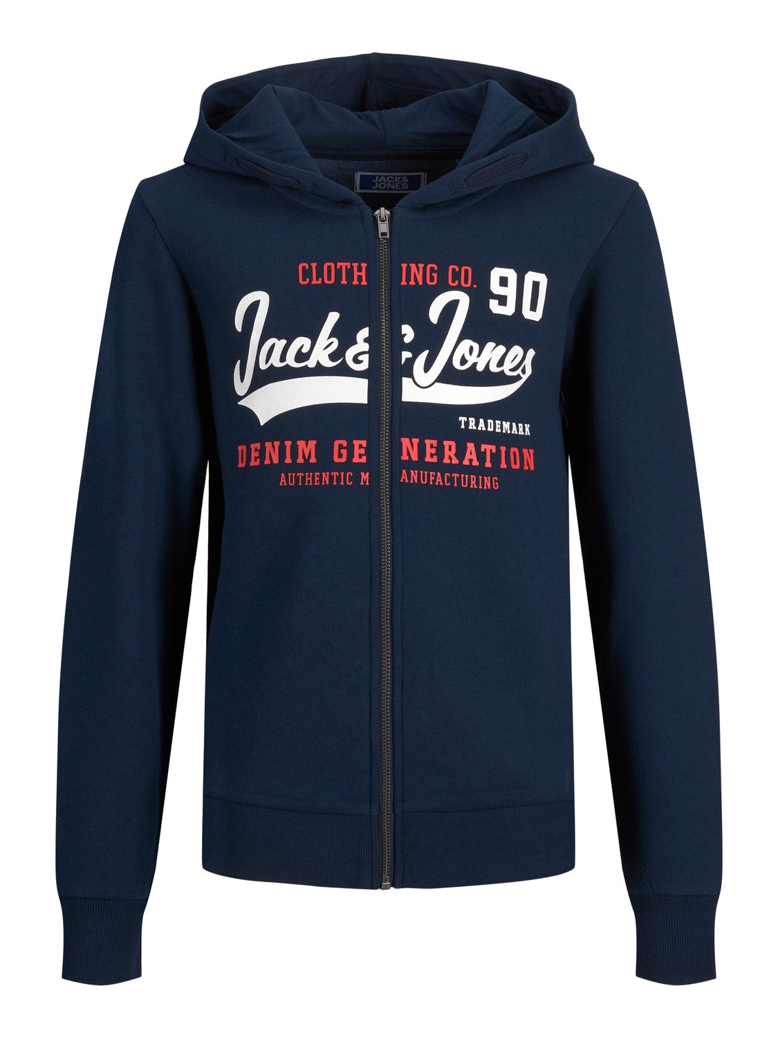 Jack & Jones Logo Zip Hoodie For boys -Navy Blazer - 12218049