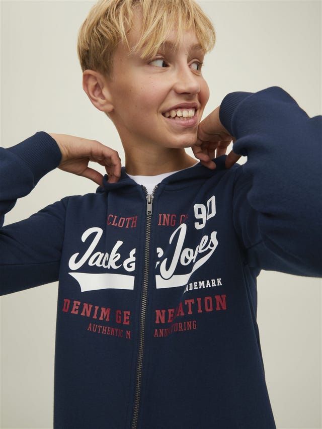 Jack & Jones Logo Hættetrøje med lynlås Til drenge - 12218049