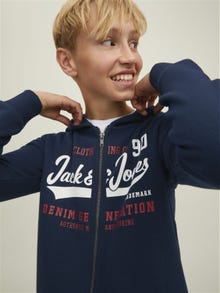 Jack & Jones Logo Hoodie met halve rits Voor jongens -Navy Blazer - 12218049