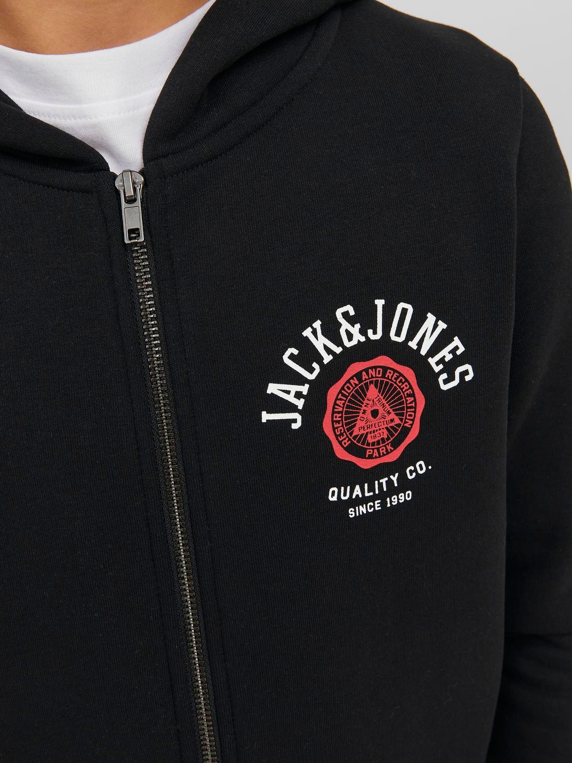 Jack & Jones Hoodie com zíper Logo Para meninos -Black - 12218049