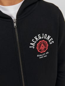 Jack & Jones Logo Zip Hoodie For boys -Black - 12218049