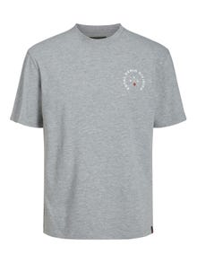 Jack & Jones Logotipas Apskritas kaklas Marškinėliai -Light Grey Melange - 12218237