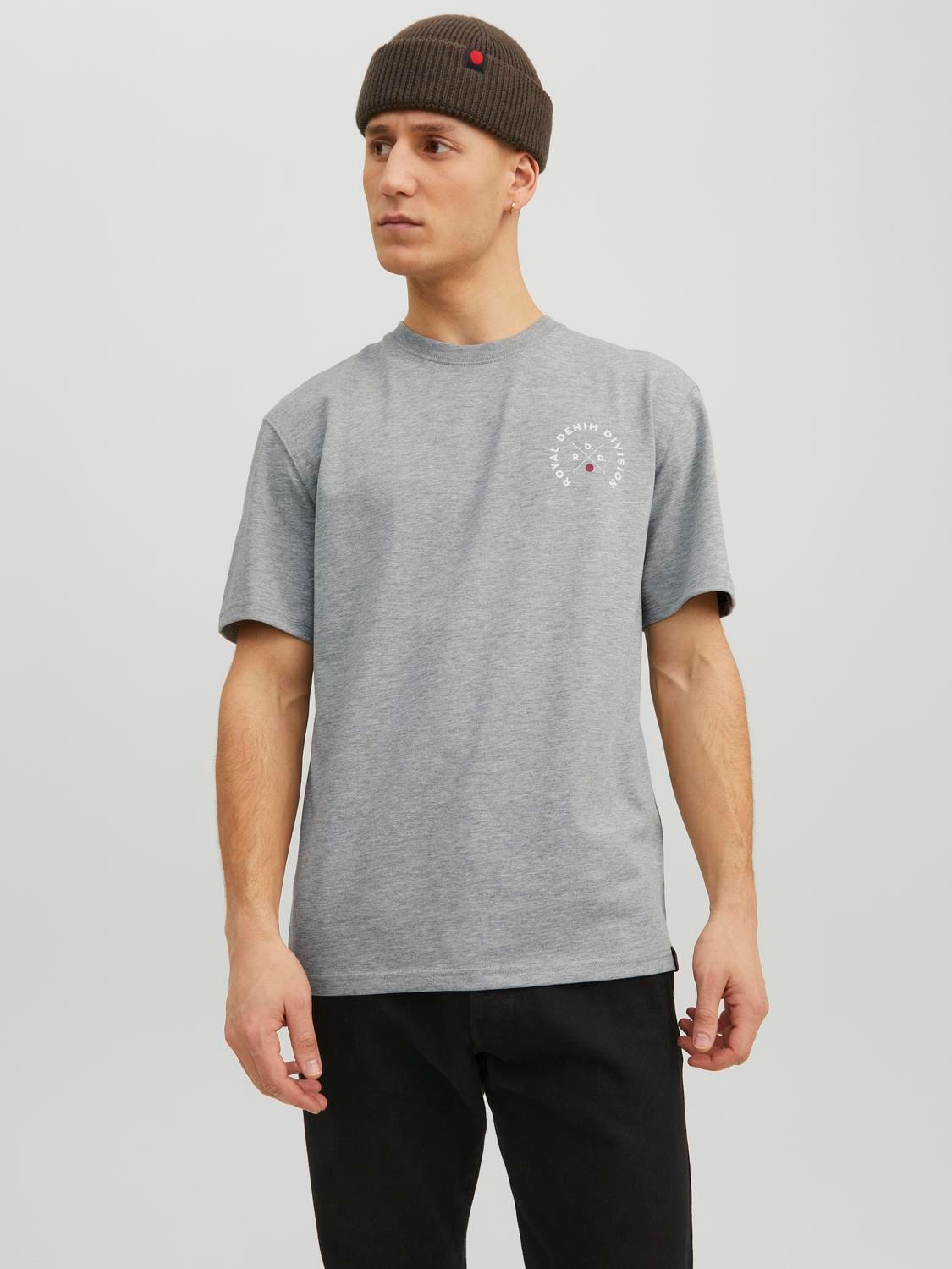 Jack & Jones Logo Rundhals T-shirt -Light Grey Melange - 12218237