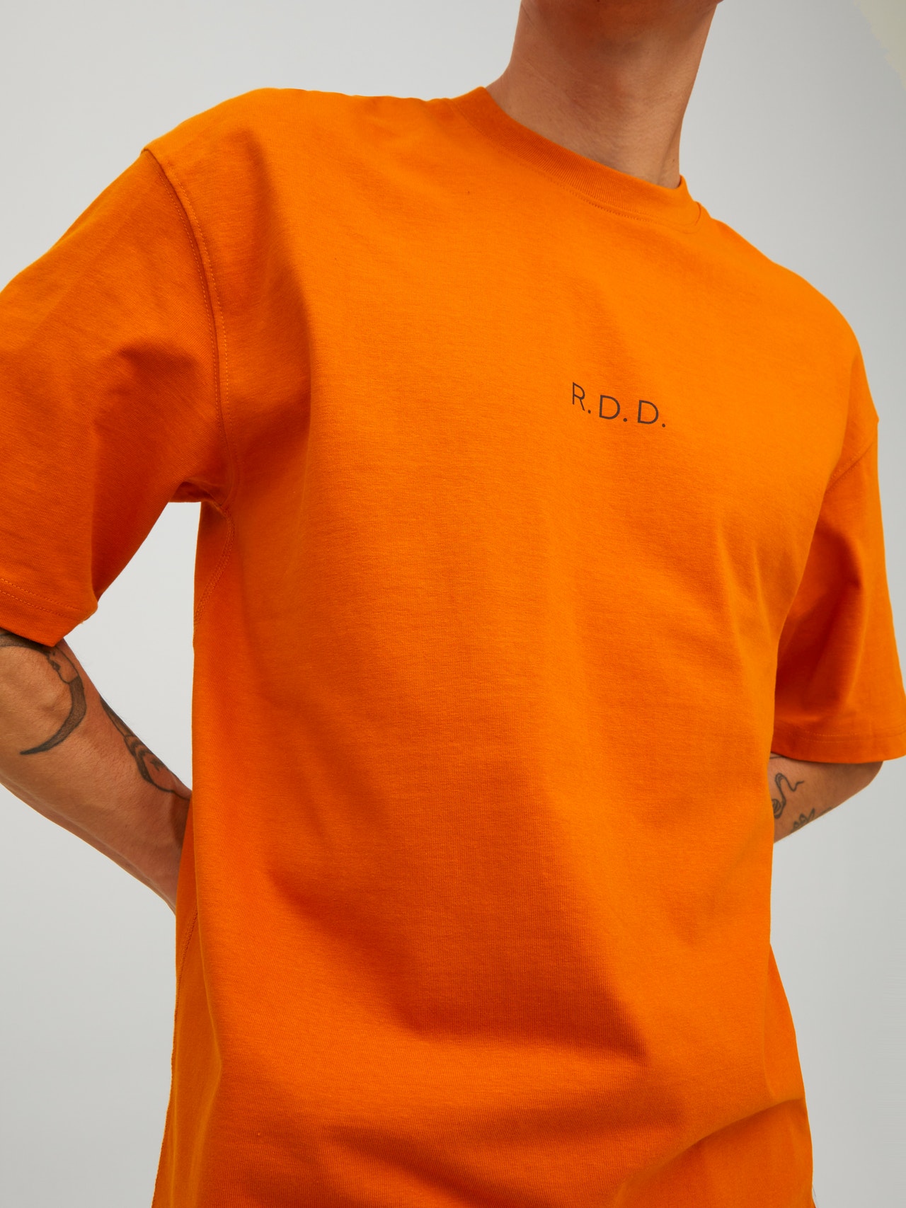Jack & Jones RDD Logo Rundhals T-shirt -Hawaiian Sunset - 12218239