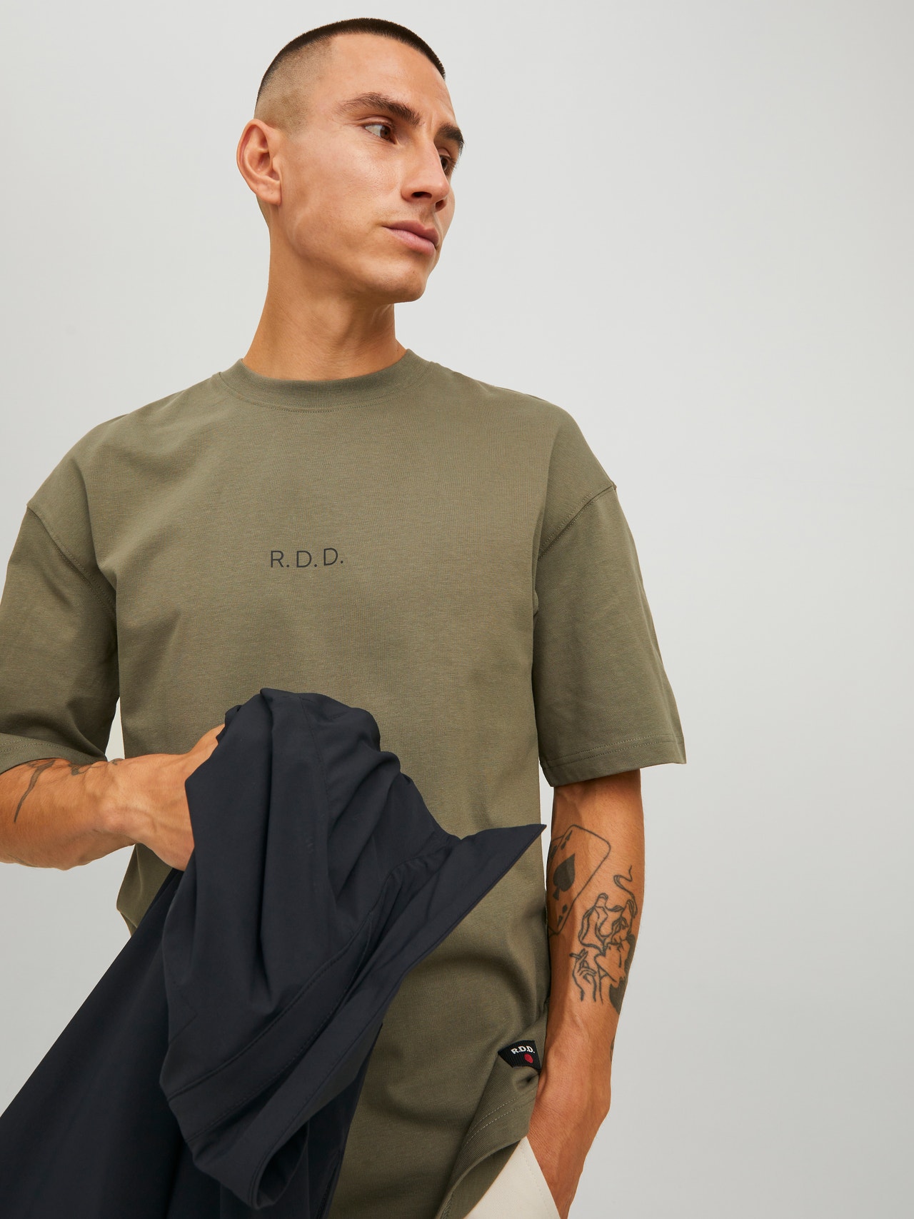 Jack & Jones RDD Logo O-hals T-skjorte -Dusty Olive - 12218239