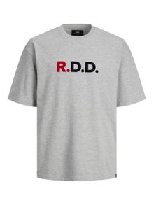 Jack & Jones RDD Logo Crew neck T-shirt -Light Grey Melange - 12218239