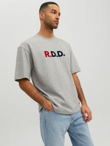 Jack & Jones RDD Z logo Okrągły dekolt T-shirt -Light Grey Melange - 12218239