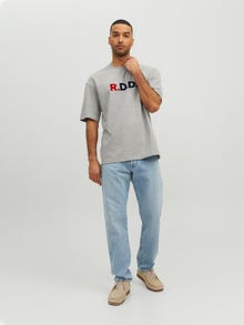 Jack & Jones RDD Logo Pyöreä pääntie T-paita -Light Grey Melange - 12218239