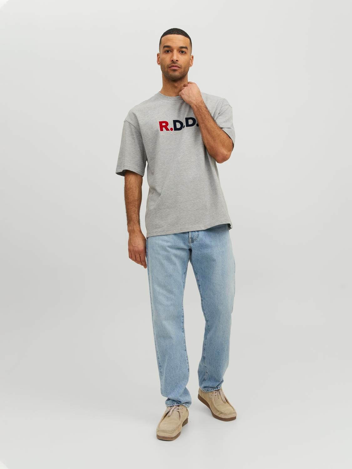 Jack & Jones RDD T-shirt Logo Decote Redondo -Light Grey Melange - 12218239