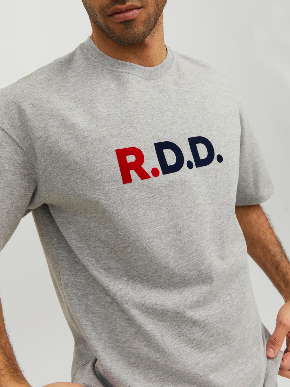 Jack & Jones RDD Logo Rundhals T-shirt -Light Grey Melange - 12218239