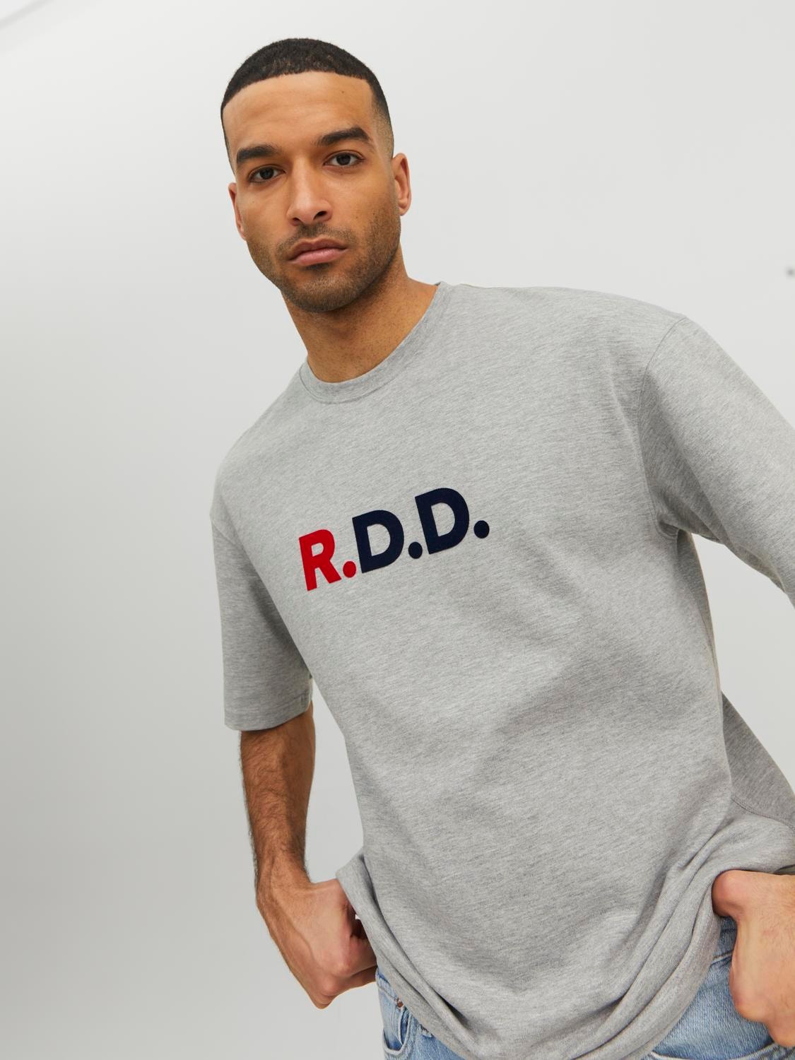 Jack & Jones RDD Logotyp Rundringning T-shirt -Light Grey Melange - 12218239