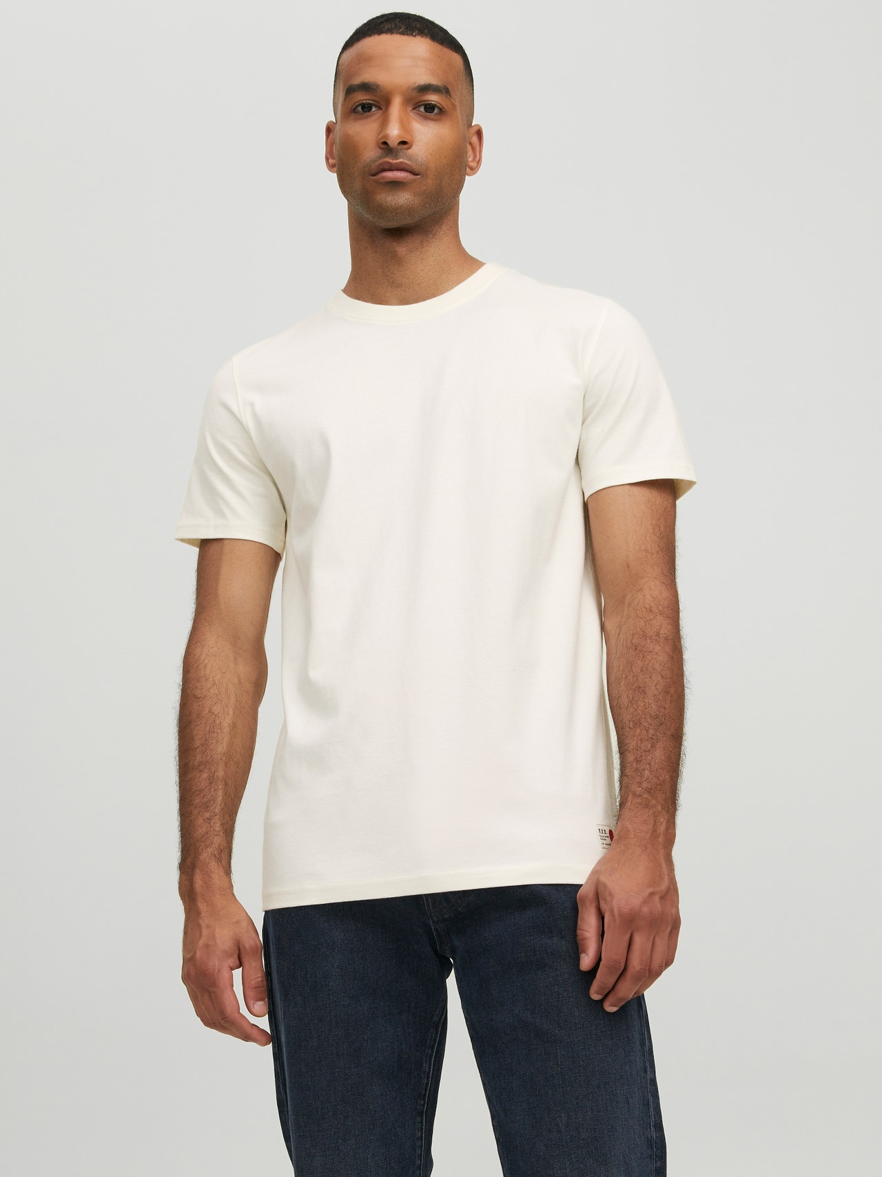 Jack & Jones RDD Plain O-Neck T-shirt -Egret - 12218240