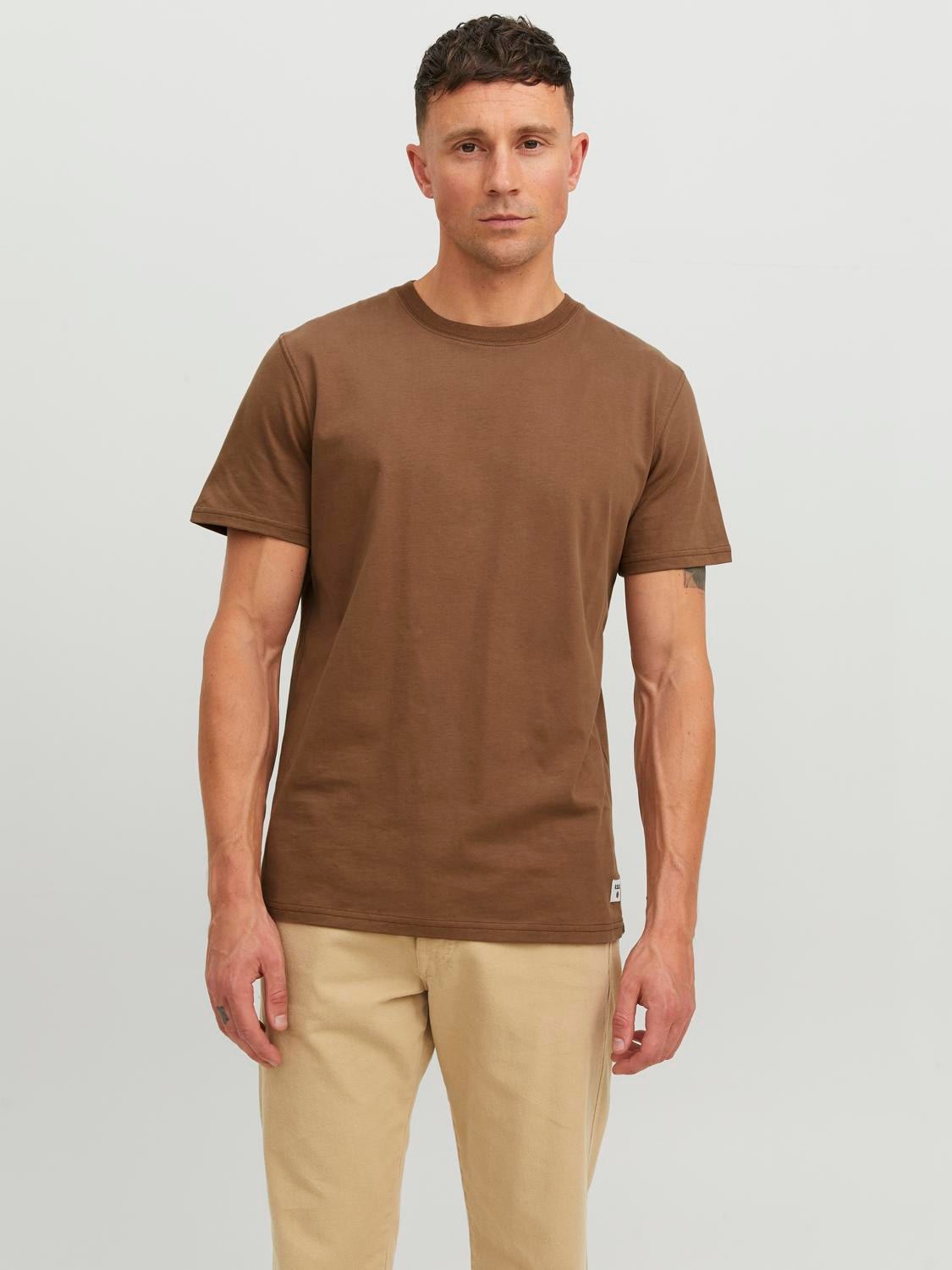 Jack & Jones RDD Vanlig O-hals T-skjorte -Cocoa Brown - 12218240