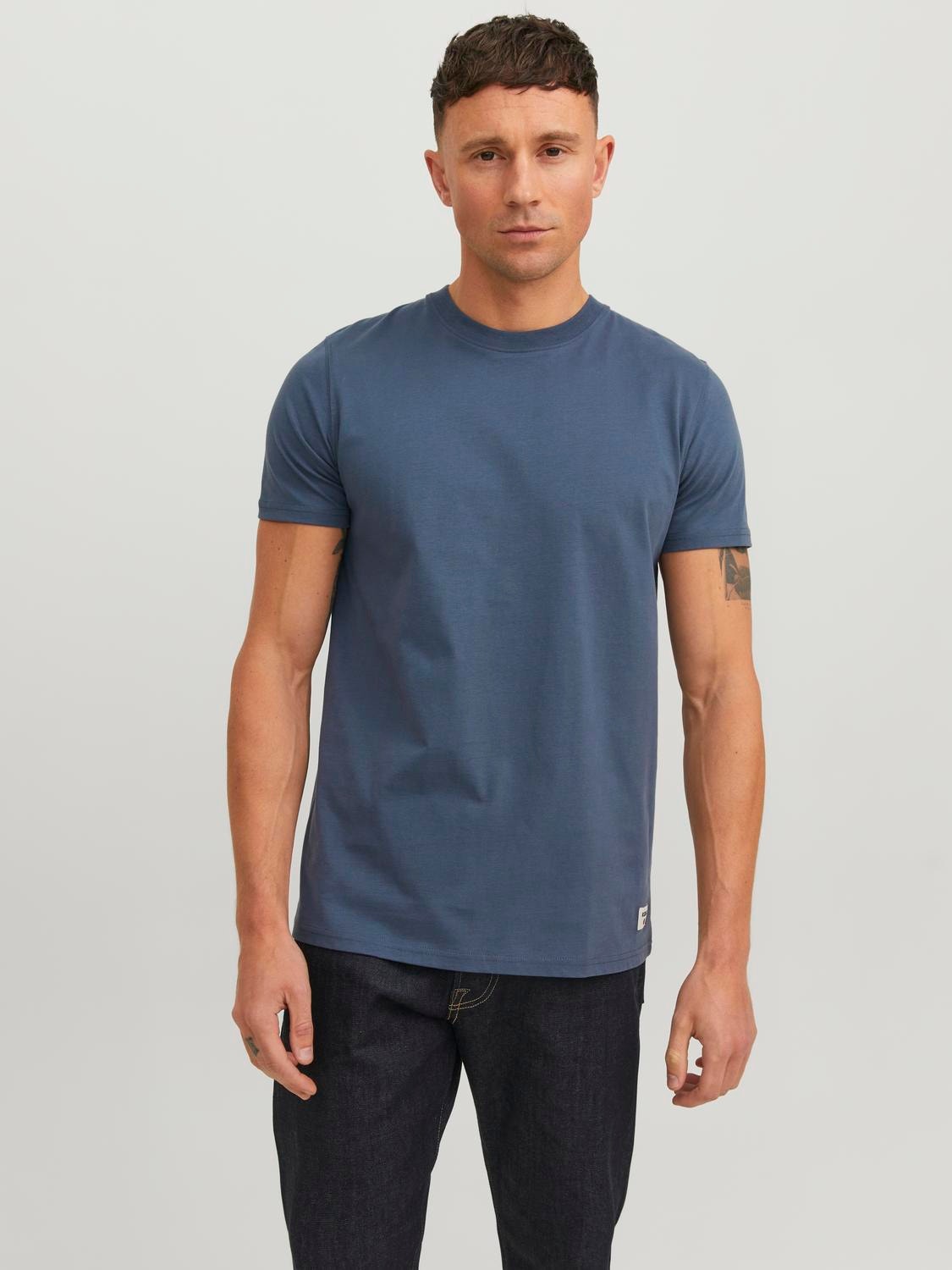Jack & Jones RDD Gładki Okrągły dekolt T-shirt -Ombre Blue - 12218240