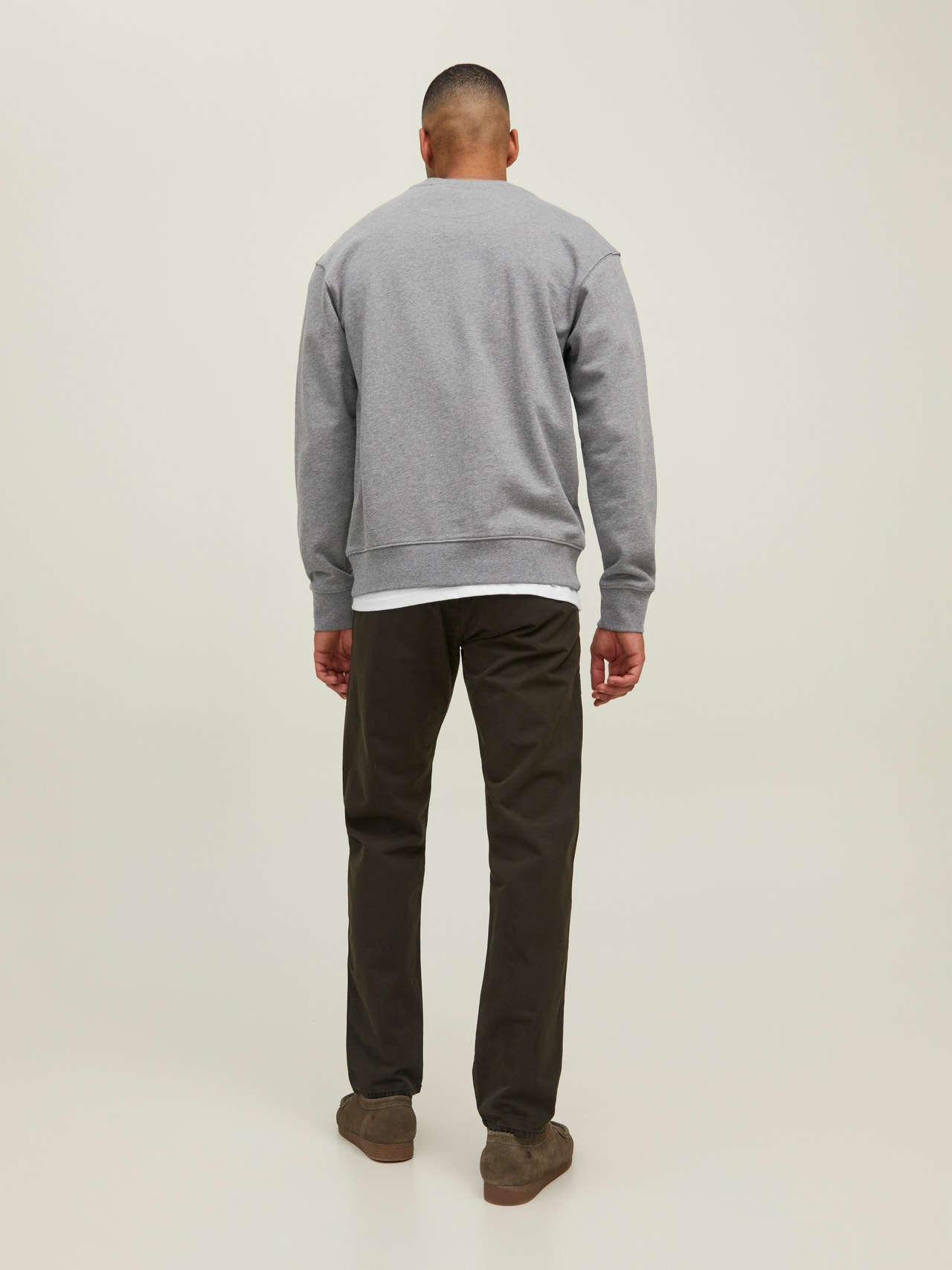 Jack & Jones RDD Ensfarvet Sweatshirt med rund hals -Light Grey Melange - 12218242