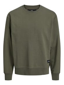 Jack & Jones RDD Gładki Bluza z okrągłym dekoltem -Dusty Olive - 12218242