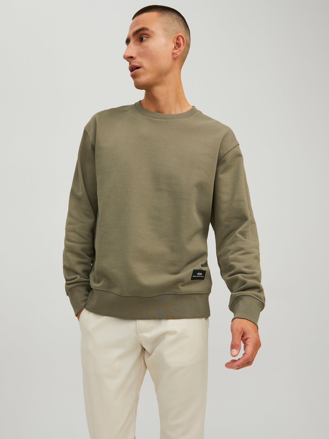 Khaki crew best sale neck sweatshirt