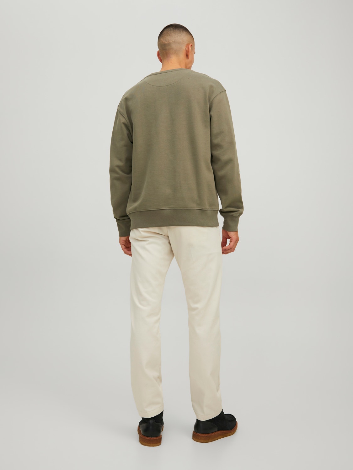 Jack & Jones RDD Plain Crew neck Sweatshirt -Dusty Olive - 12218242