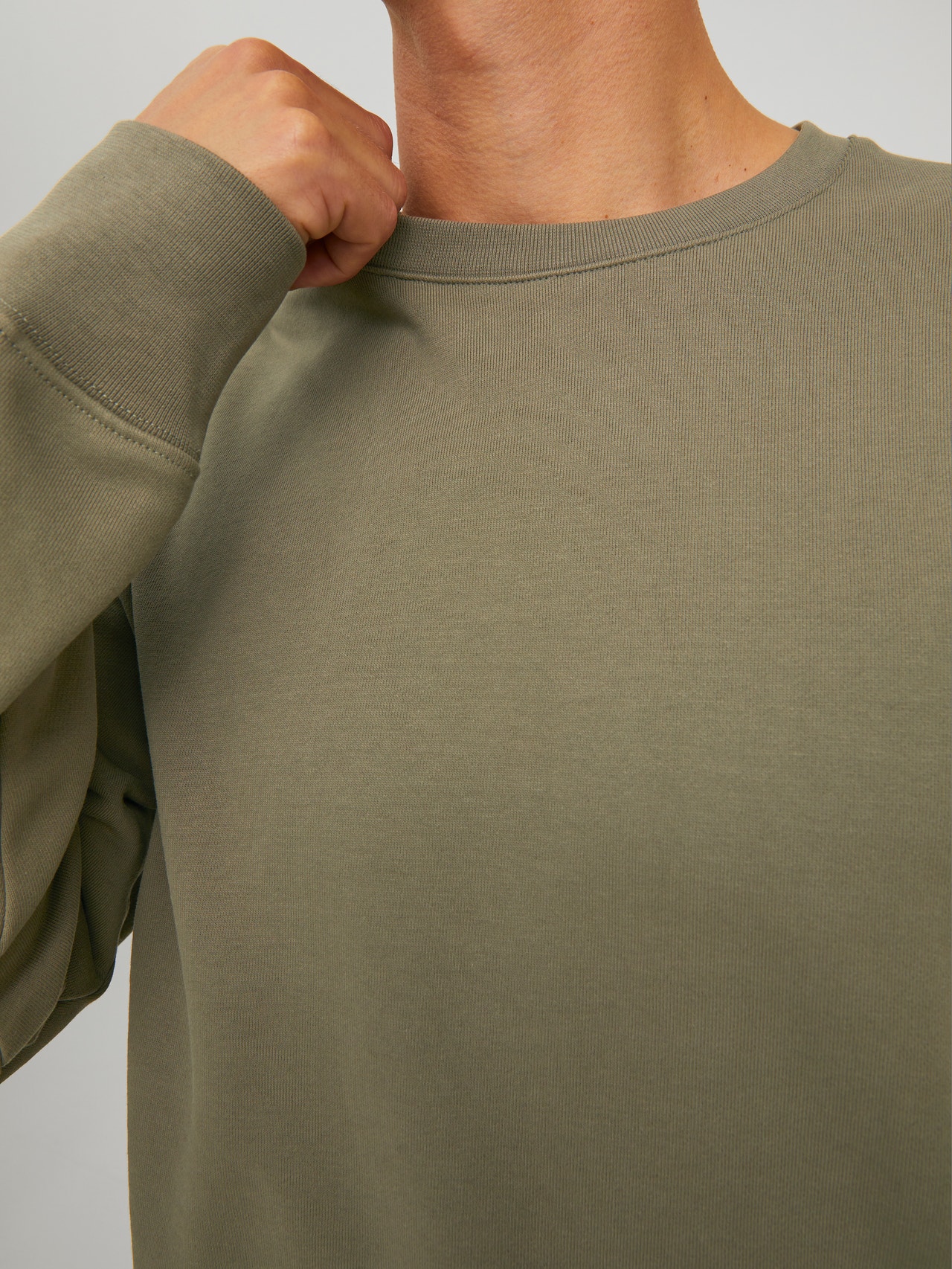 Jack & Jones RDD Ensfarvet Sweatshirt med rund hals -Dusty Olive - 12218242