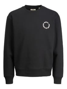 Jack & Jones RDD Logo Crewn Neck Sweatshirt -Black - 12218244