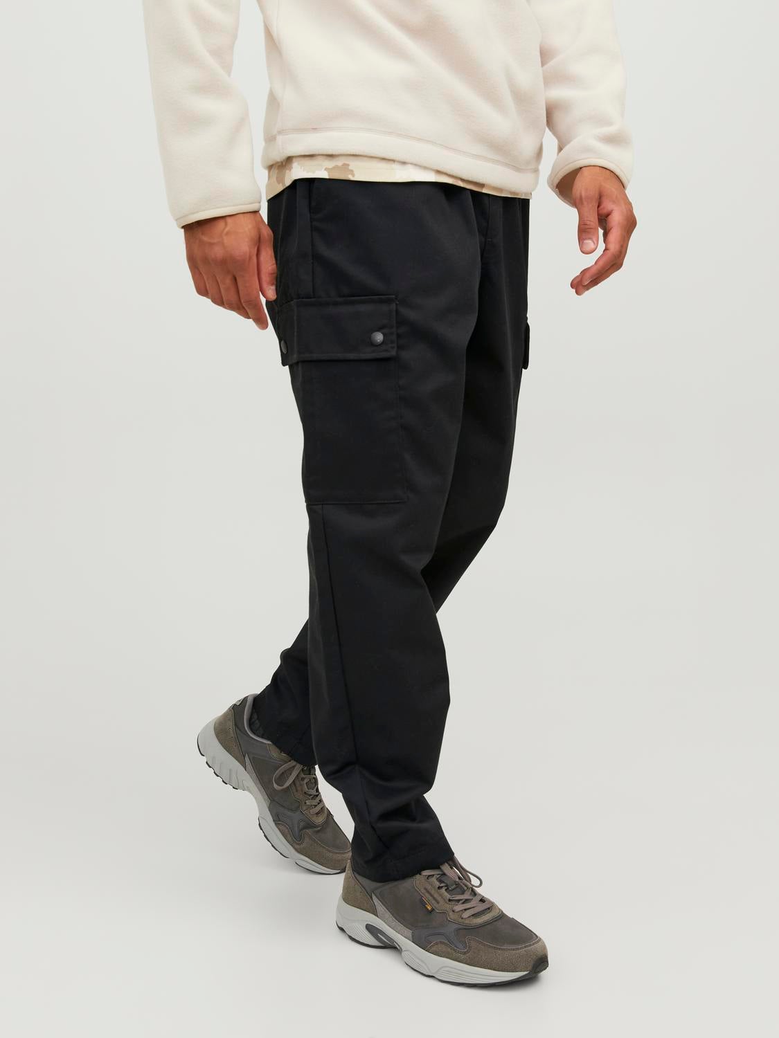 jackjones widefitcargotrousers black