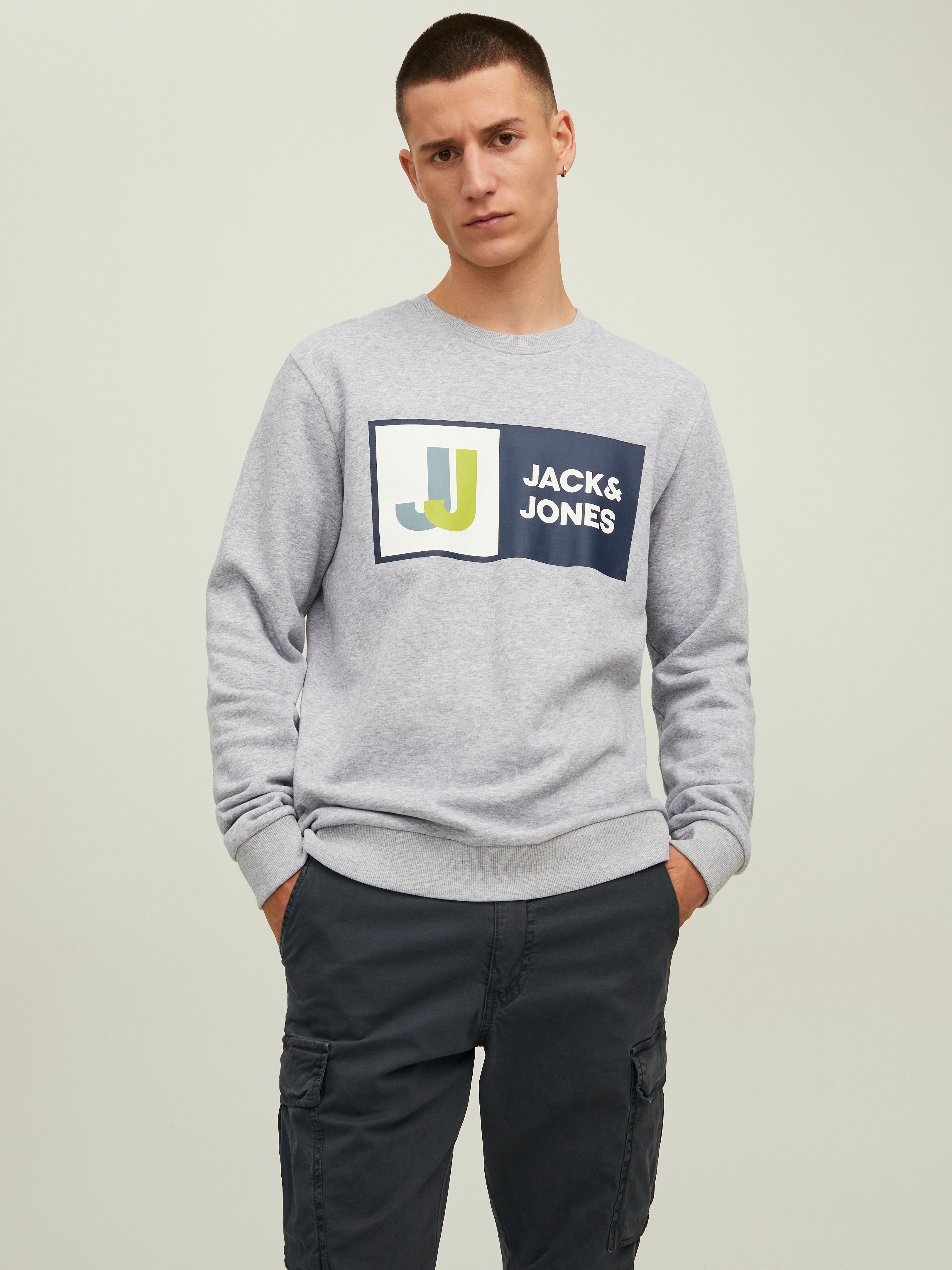 Jack & Jones Homme Vêtements Pulls & Gilets Pulls Sweatshirts Ras-du-cou Avec Logo Sweat-shirt Men grey 