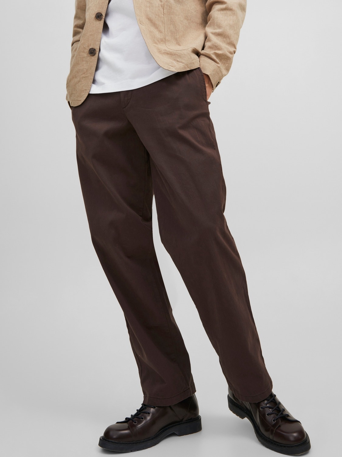 Jack & Jones Wide Fit Plátěné kalhoty Chino -Seal Brown - 12219288