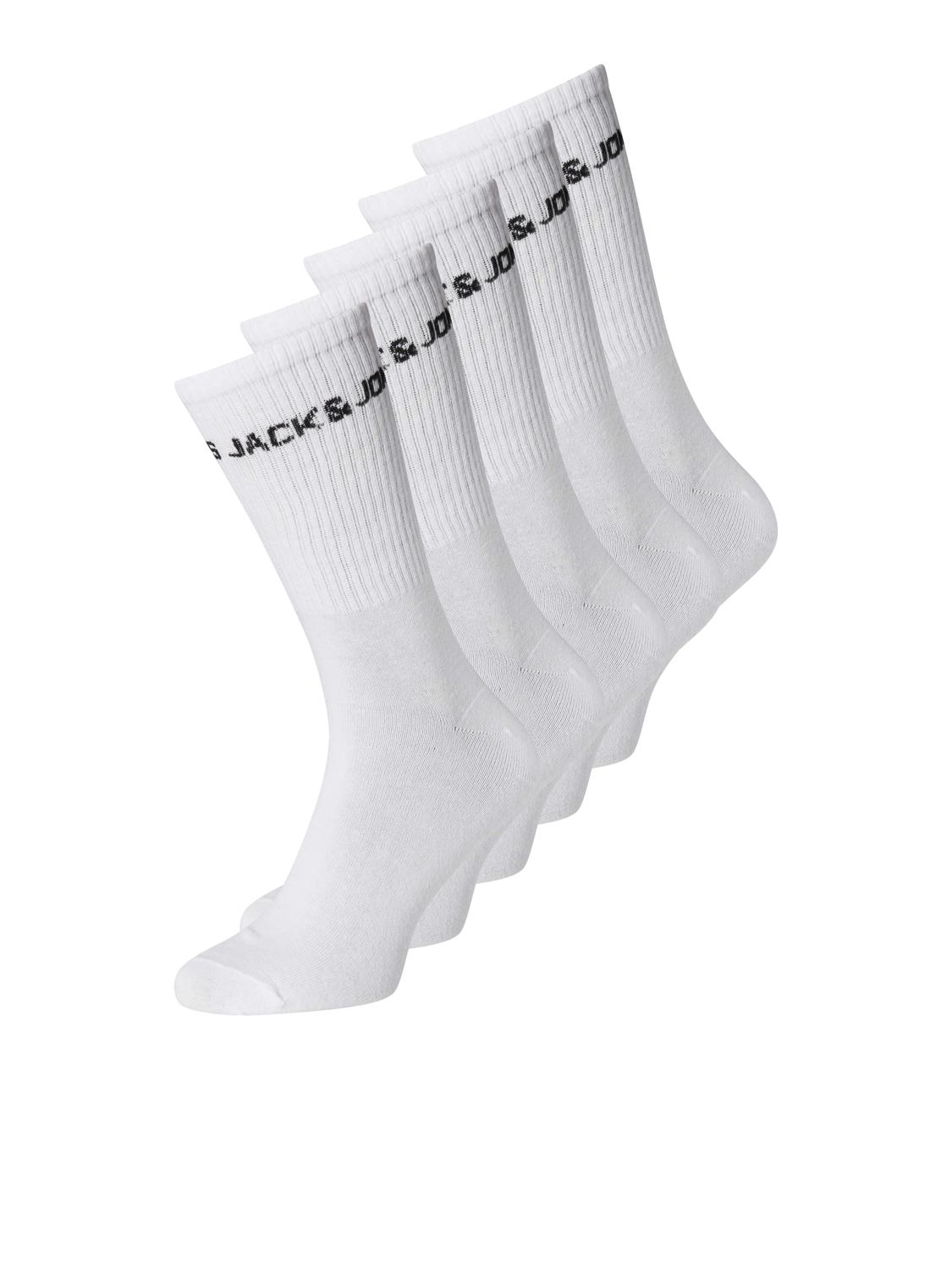 Jack & Jones 5-balení Ponožky Junior -White - 12219499