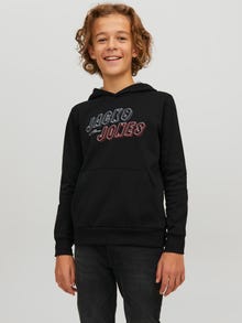 Jack & Jones Logo Hoodie For boys -Black - 12219582