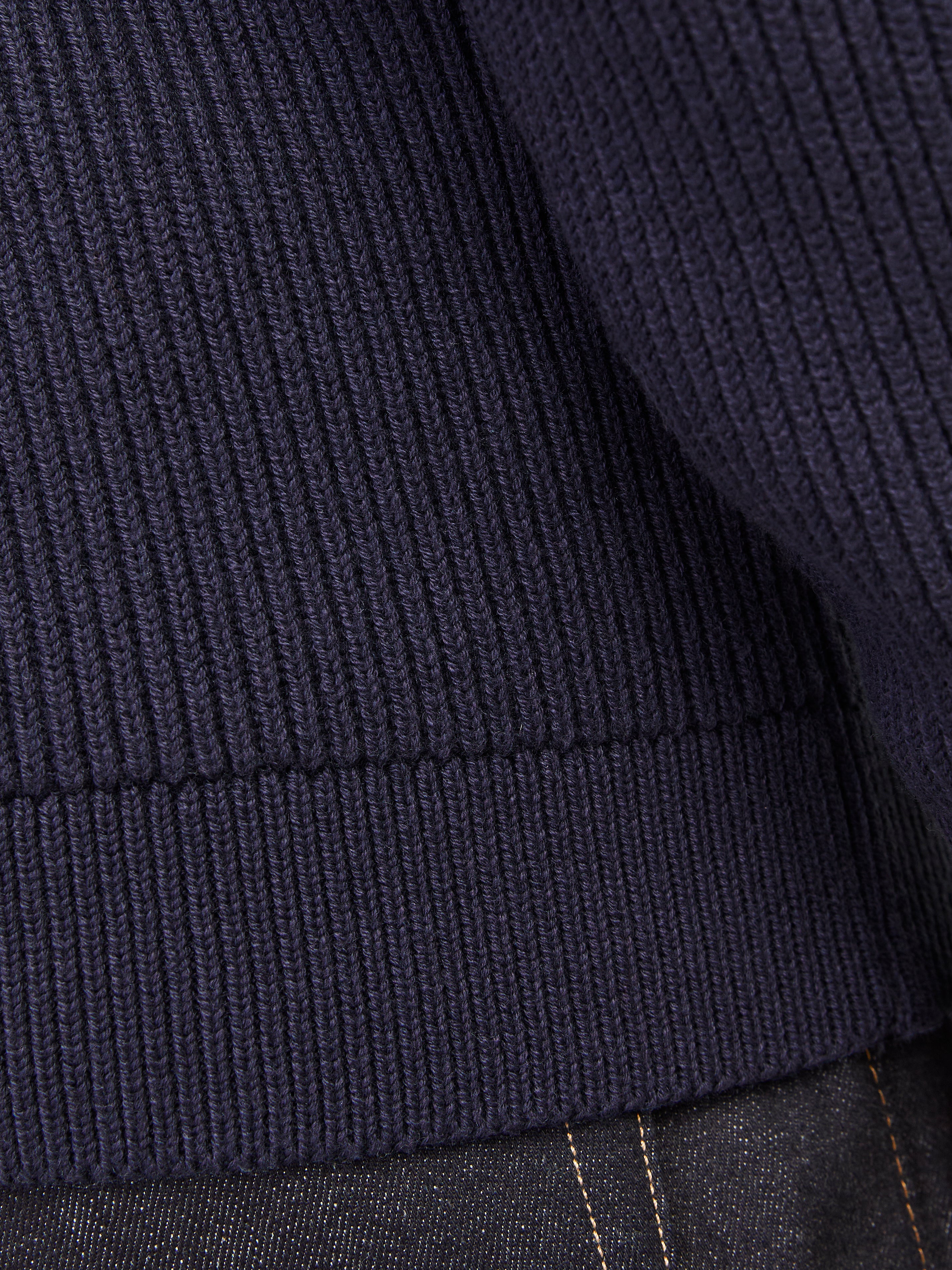 RDD Einfarbig Strickpullover mit Reißverschluss | Dunkelblau 