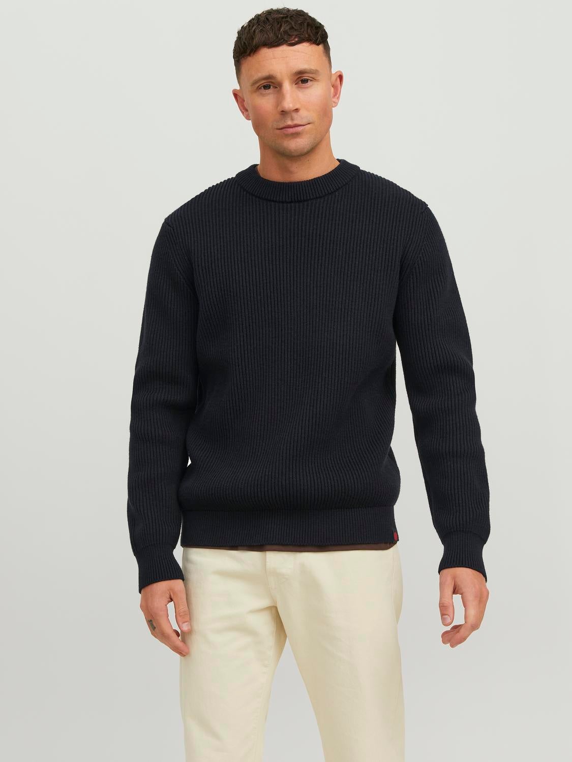 Einfarbig Strickpullover