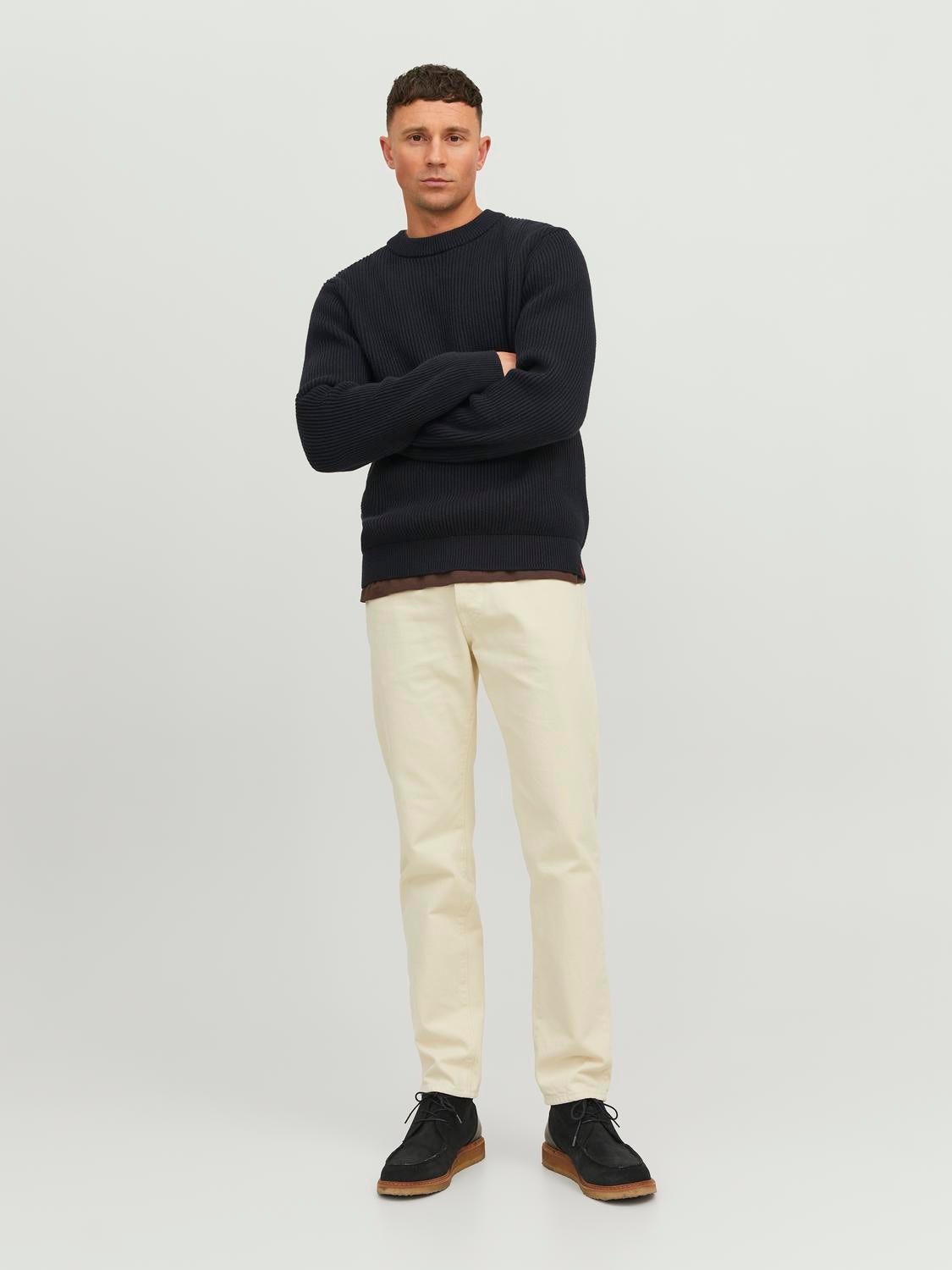 Jack & Jones RDD Enfärgat Crewneck Stickad tröja -Black - 12219689