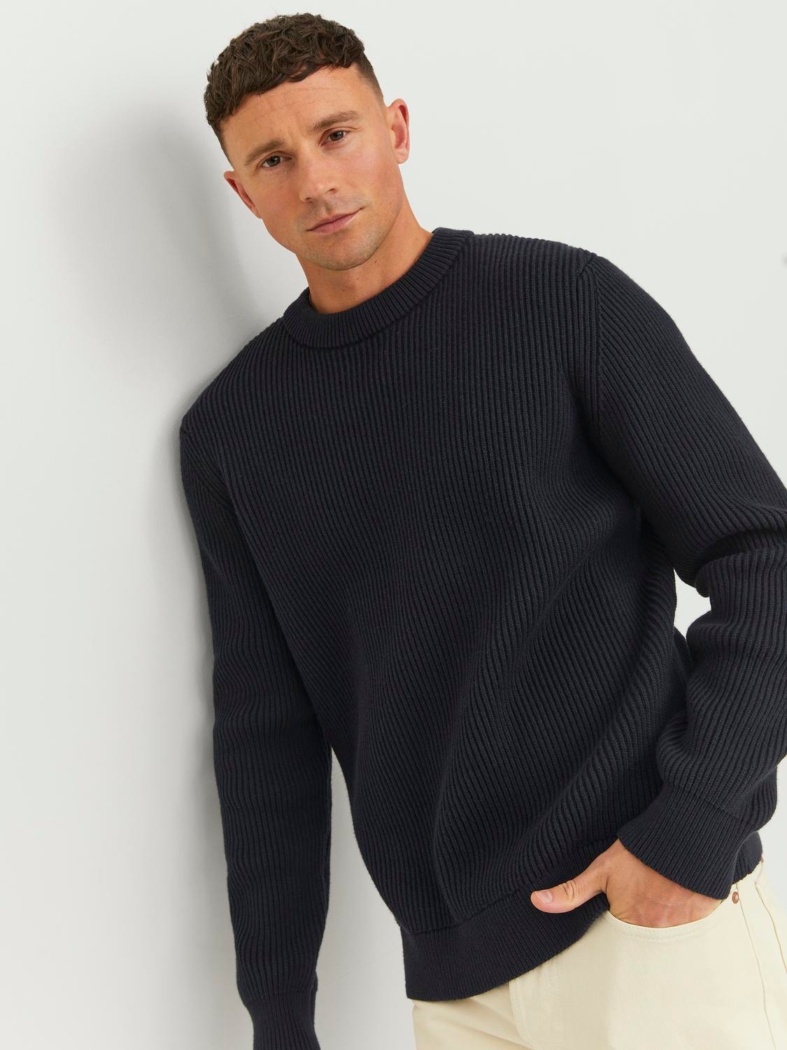 Jack & Jones RDD Plain Crew Neck Jumper -Black - 12219689